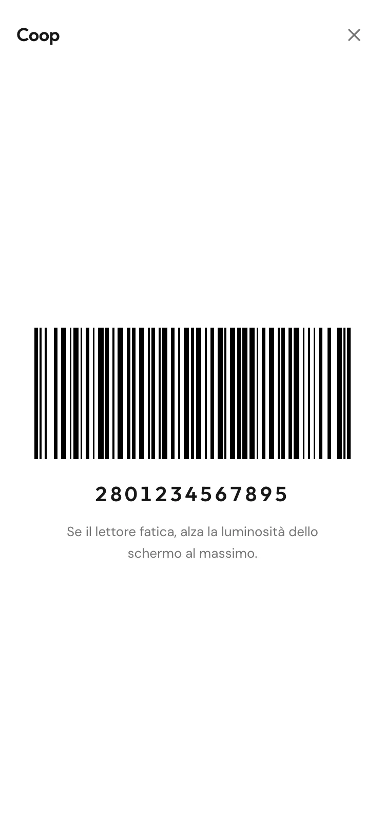 A supermarket loyalty card full screen, barcode on a white background